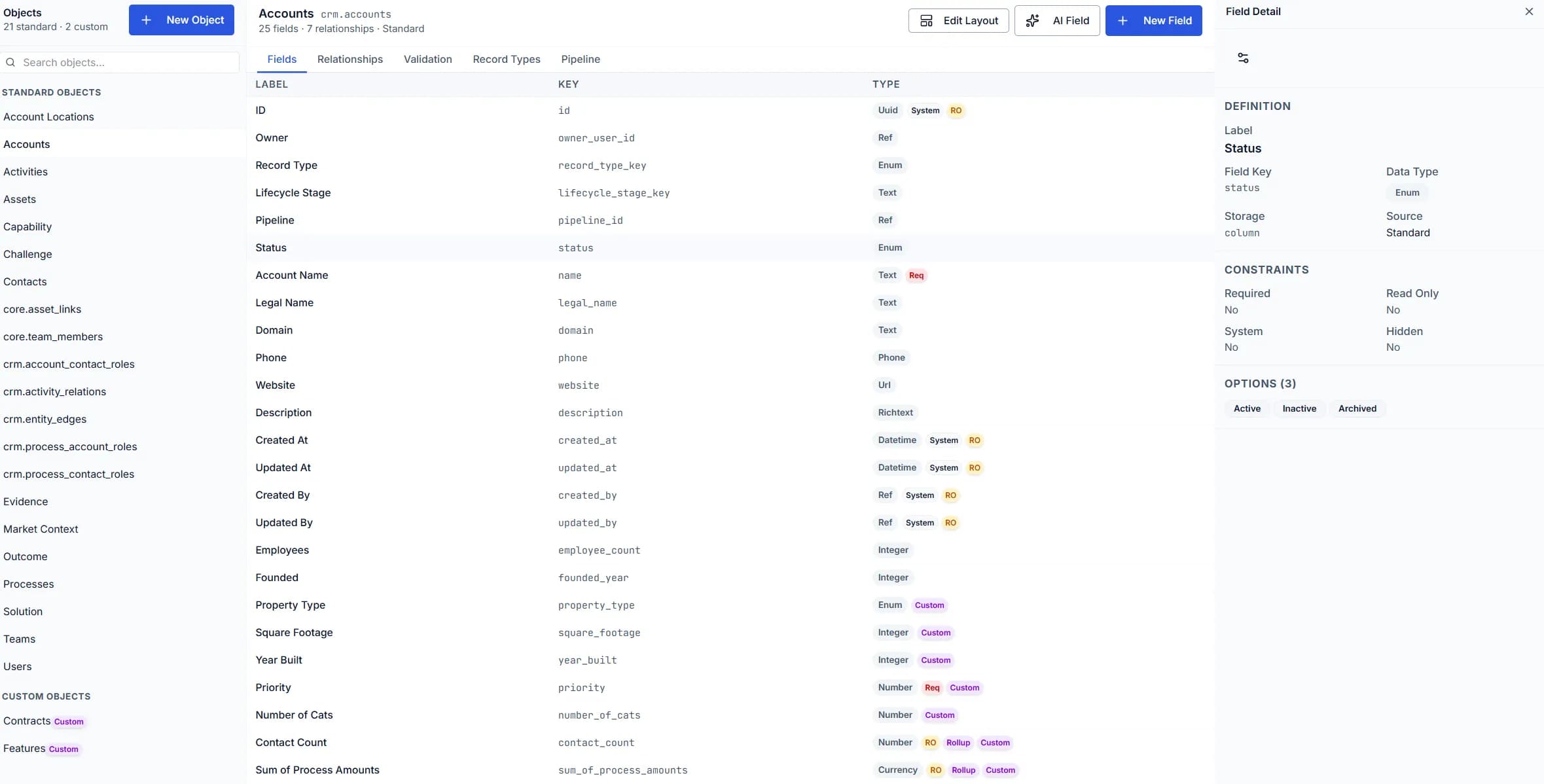 Object Manager — entity mapping
