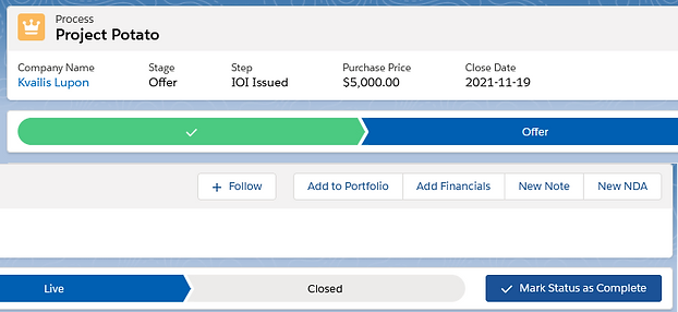 Investment process workflow